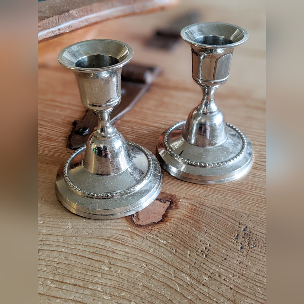 Beautiful Silver Metal Candlestick Holders